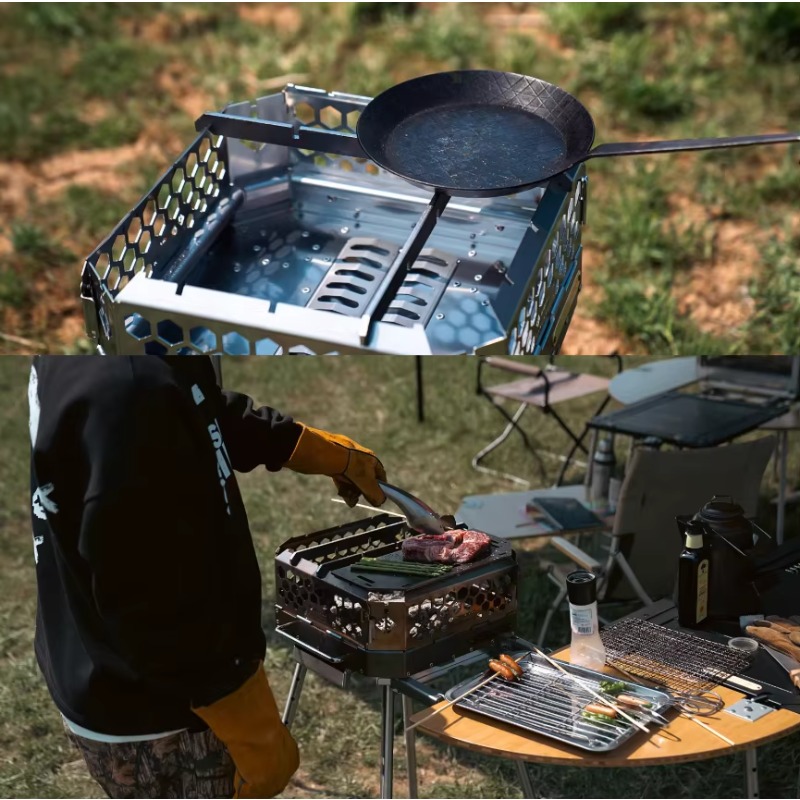 Camping Cooking Equipment Electric - 高品質ポータブルステンレス鋼製薪ストーブ焚き火台 アウトドアキャンプ用 耐久性のある屋外調理器具