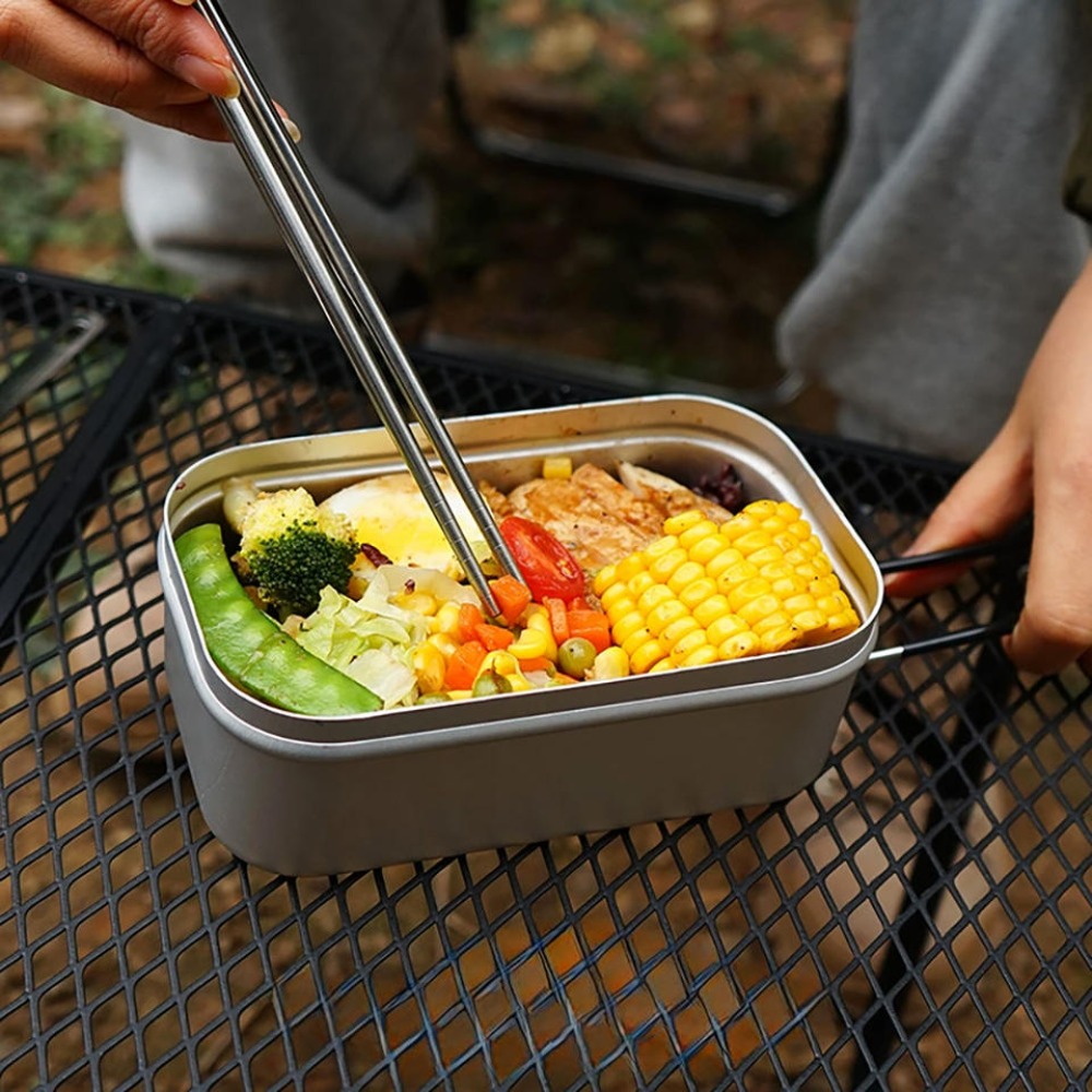 Camping Outdoor Cooking Set - 超軽量食器 キャンプ調理器具 ランチボックス 調理鍋 ピクニックアクセサリー アウトドアカトラリー