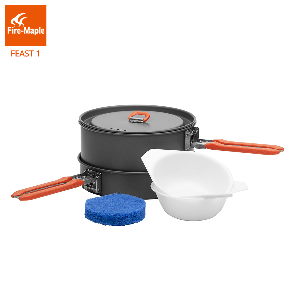 Campfire Cooking - ファイヤーマプル祭1屋外キャンプハイキング調理器具バックパッキング調理鍋鍋セット折りたたみハンドル1〜2人FMC-F1