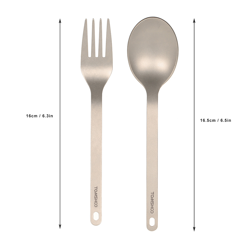 Camping Cooking And Cutlery Set - TOMSHOO チタン食器ディナースプーンカトラリー食器家庭用アウトドアキャンプチタンディナースプーン