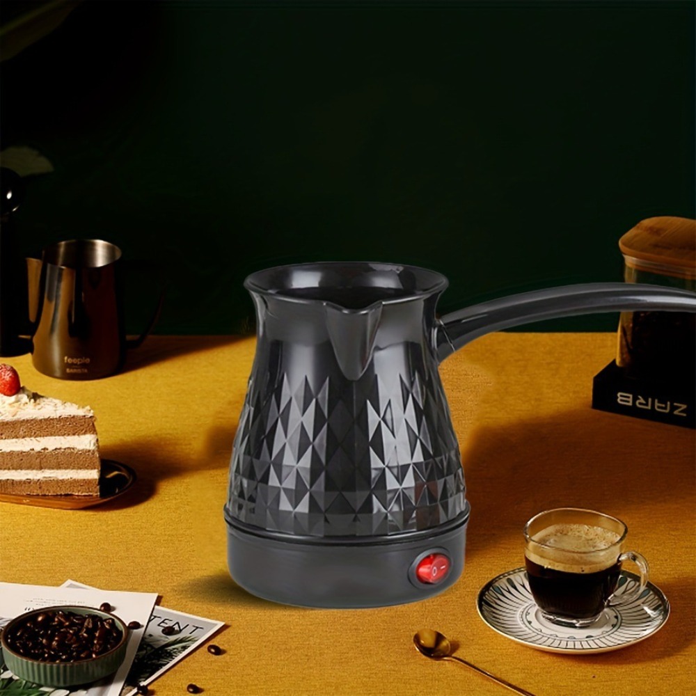 Pocket Coffee Maker - 快適なグリップの電気式トルココーヒーポット 600W 人間工学に基づいたロングハンドル エスプレッソケトル ミニプラスチックトルココーヒーメーカー オフィス用