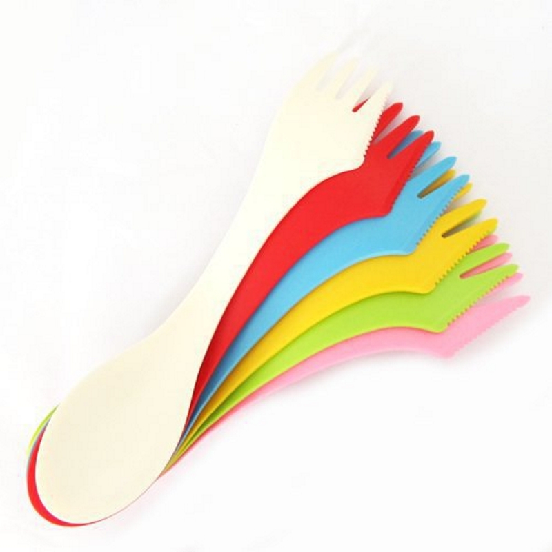 Camping Cooking And Cutlery Set - 6個入り 3-in-1 キャンプ用食器セット - 耐熱スプーン フォーク