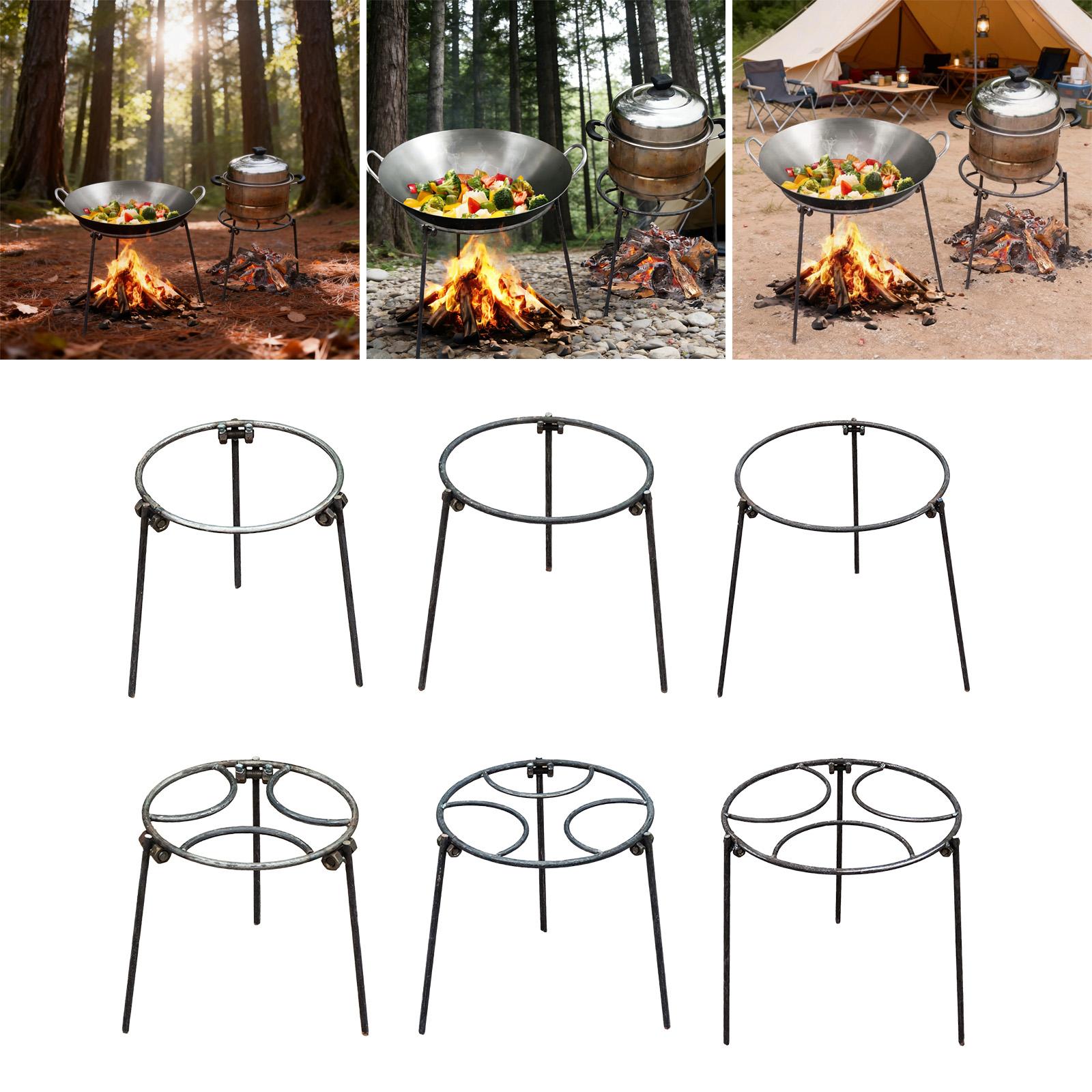 Campfire Cooking - キャンプファイヤー三脚、ダッチオーブン多目的中華鍋ホルダー、焚き火調理スタンド折りたたみ式キャンプグリル、裏庭グリルBBQ芝生用
