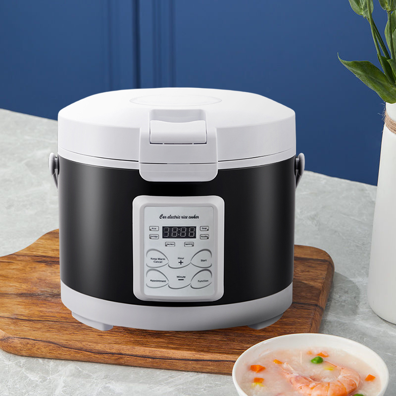 Camping Cooking Menu - 220Vミニ炊飯器スープ蒸し器加熱ランチボックスミールヒーターウォーマー3Lキャンプ用ブラック英語メニュー家電