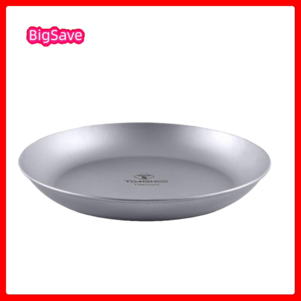 Camping Cooking Tray - ポータブルチタンラウンドキャンププレート屋外超軽量食器調理器具食器洗い機対応バックパッキングディナープレートバーベキュー用