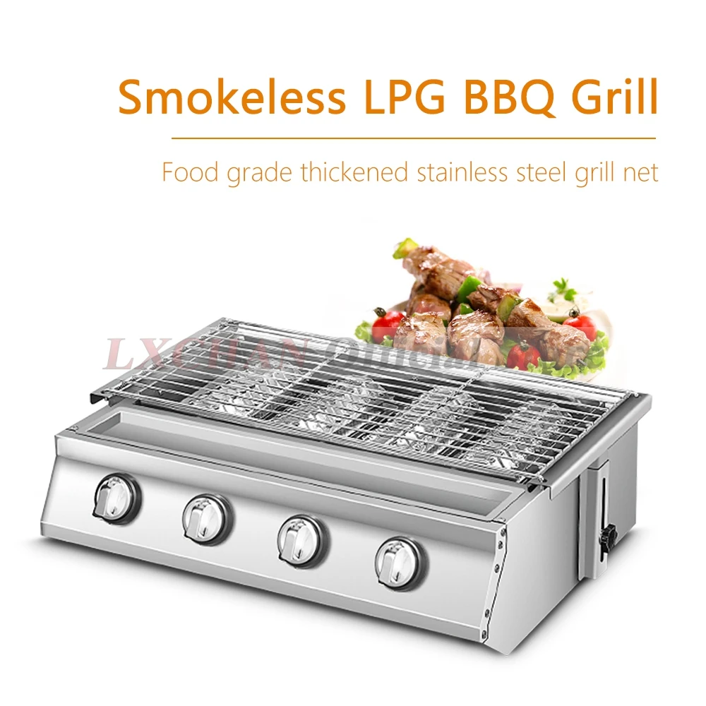 Camping Cooking Oil - Homewise-ガラスカバー付きステンレス鋼バーベキューグリル、2、3、4バーナー、LPGガスストーブ、屋外キャンプバーベキュー