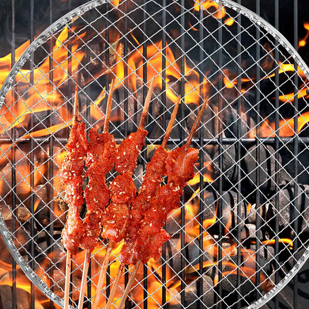 Campfire Cooking - 10個入りBBQグリルメッシュファイヤーピットクッキンググリッド丸型グリル網屋外キャンプバーベキューグリル用調理ラックBBQグリル網