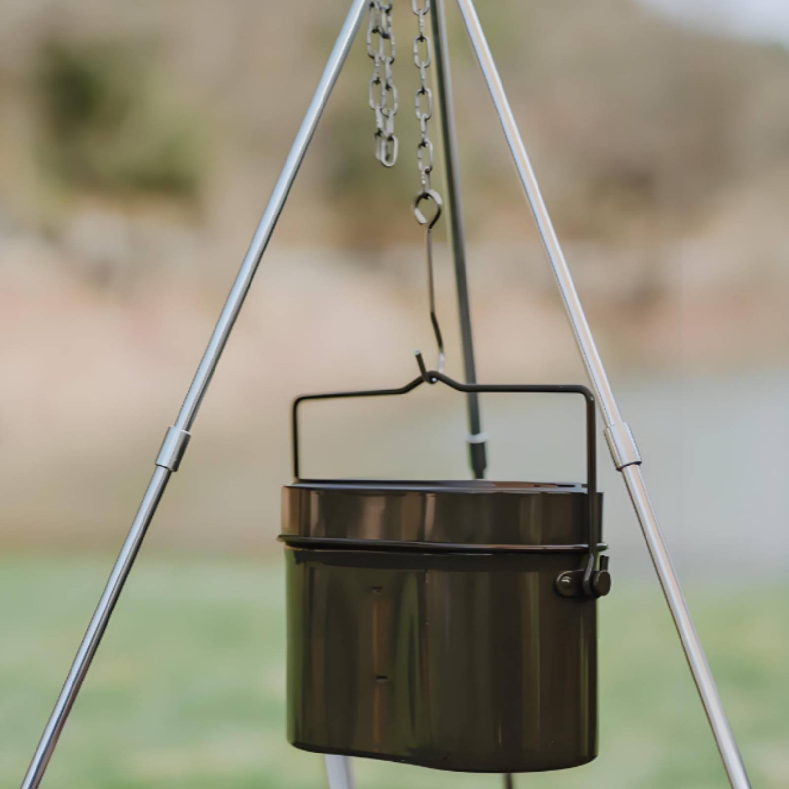Camping Cooking Box Set - ドイツデザインの多機能3ピースキャンプクッキングセット、加熱可能なアルミ製ランチボックス、高温耐性
