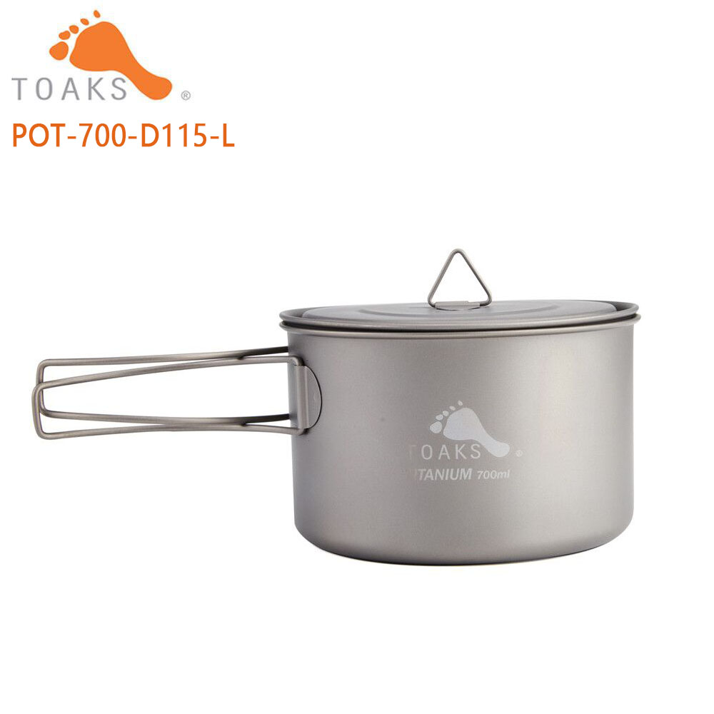 Camping Cooking Tray - Toaksピュアチタン調理器具、屋外ポット、カップ、ボウル、フライパンとして使用可能、POT-700-D115-L、90g
