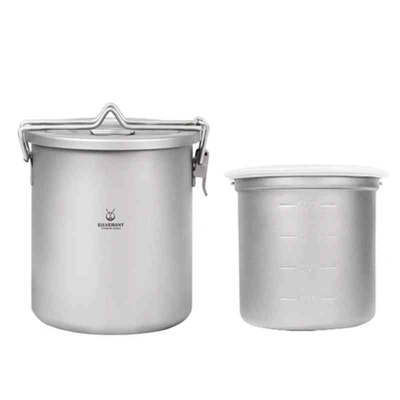 Campfire Cooking - Silverant キャンプチタンポット超軽量ライススープクッカー多機能クッカー屋外ポータブル直火調理器具