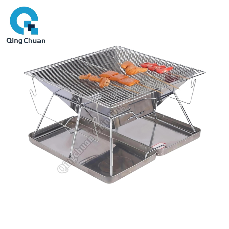 Campfire Cooking - キャンプグリル炭火ストーブ折りたたみ式ステンレス鋼ファイヤーピットグリルバックパッキング用アウトドアクッキングハイキングキャンプピクニックストーブ