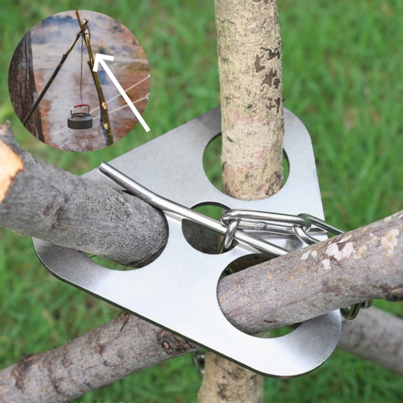 Campfire Cooking - 1 セット三脚吊り下げ式取り外し可能なキャンプファイヤー調理アクセサリー屋外バーベキュー調節可能な吊り下げ式ステンレス鋼