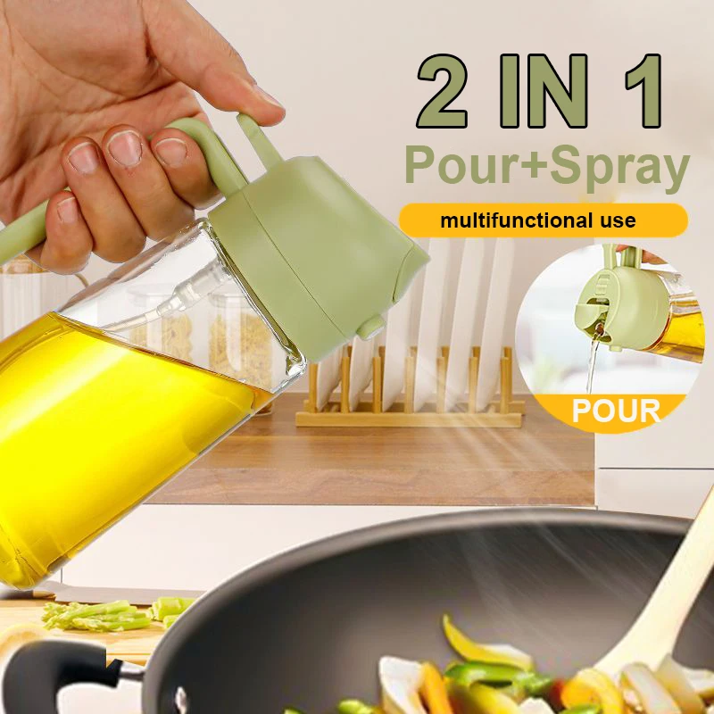 Camping Cooking Oil - 2 in 1 注ぐスプレー噴霧器キッチンフライヤーエアスプレーオイルディスペンサーボトルオリーブオイル調理揚げ物バーベキューキャンプ大容量