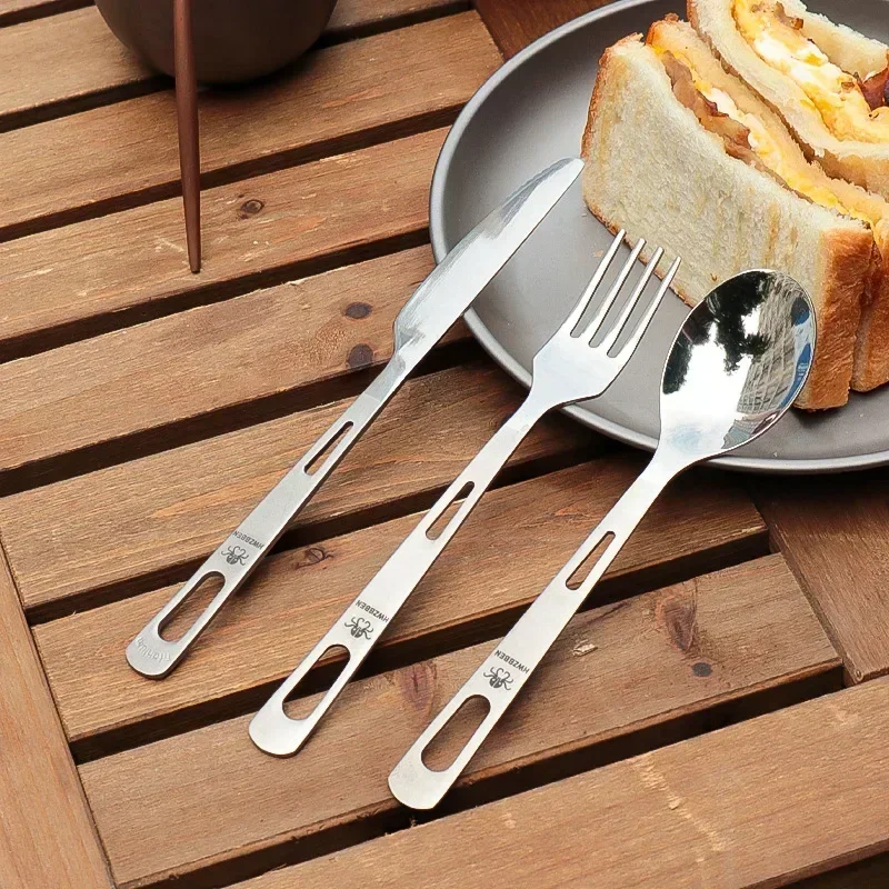 Camping Cooking And Cutlery Set - Hwzbben-チタン食器セット、フォーク、スプーン、ナイフ、ポータブル、超軽量、キッチンツール、キャンプ用品、アウトドアピクニック