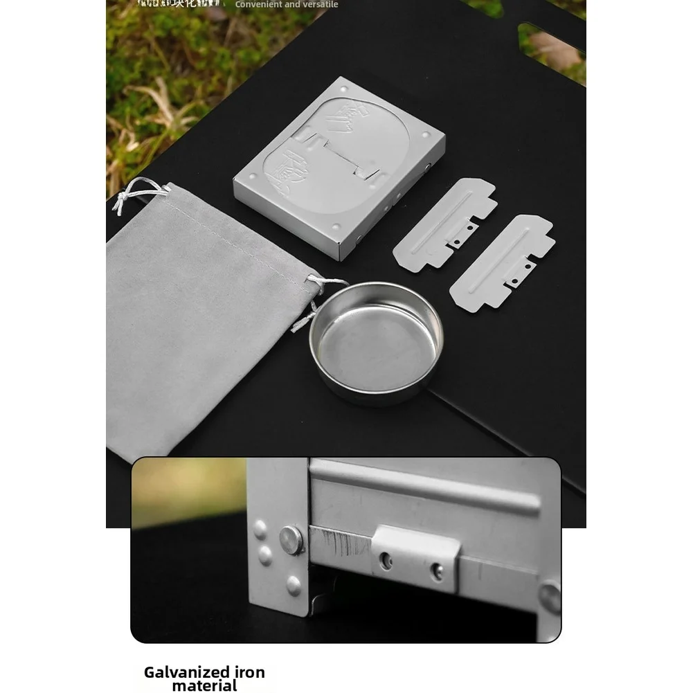 Camping Cooking Tray - ポータブル折りたたみ式ドイツ製固形燃料ストーブ キャンプ、アウトドア、ピクニック、料理用 軽量コンパクト サイドパネルとトレイ付き