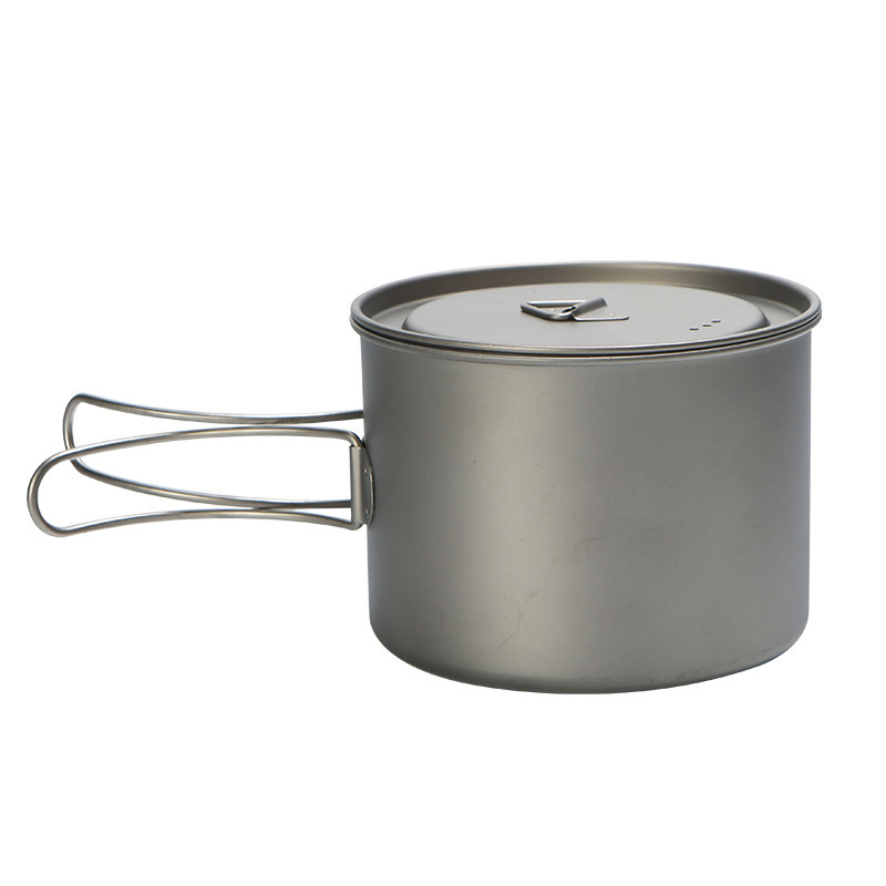 Camping Cooking Set - 吊り下げハンドル付きチタン調理鍋,ポータブル,キャンプ,ピクニック,屋外,750ml,900ml