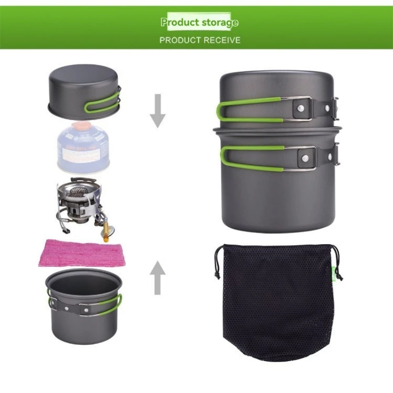 Camping Outdoor Cooking Set - BRS-T15A キャンプ調理器具セット 超軽量キャンプポットセット アウトドアクッキング食器 ハイキング、トレッキング、ピクニック、釣り用2026