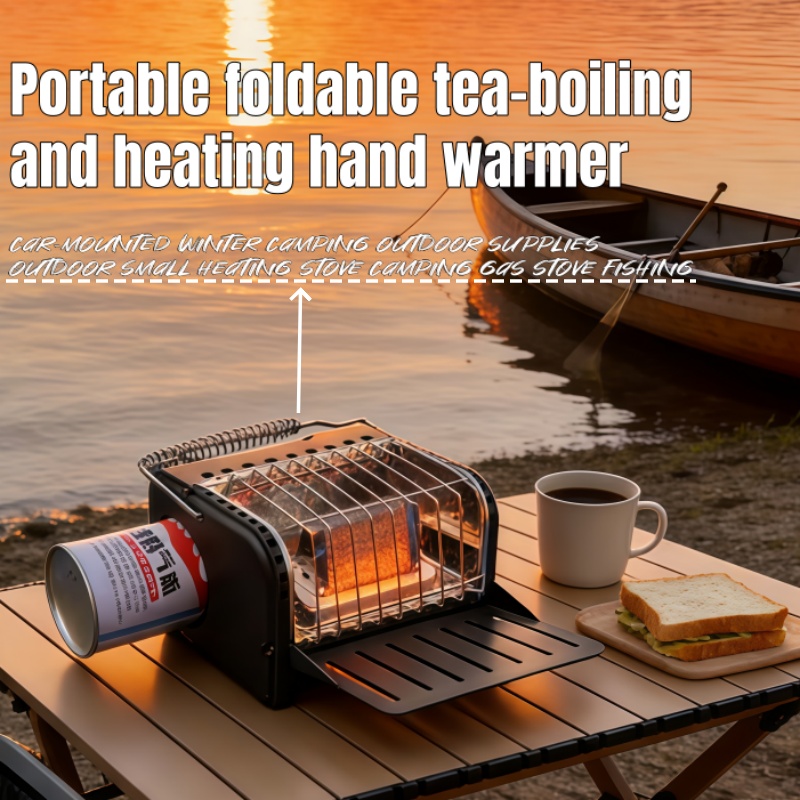 Campfire Cooking - 1200Wキャンプ用ガスストーブ ポータブルミニヒーター アウトドアハイキングクッキング旅行用 軽量カセットヒーター 小型ストーブ キャンプ用