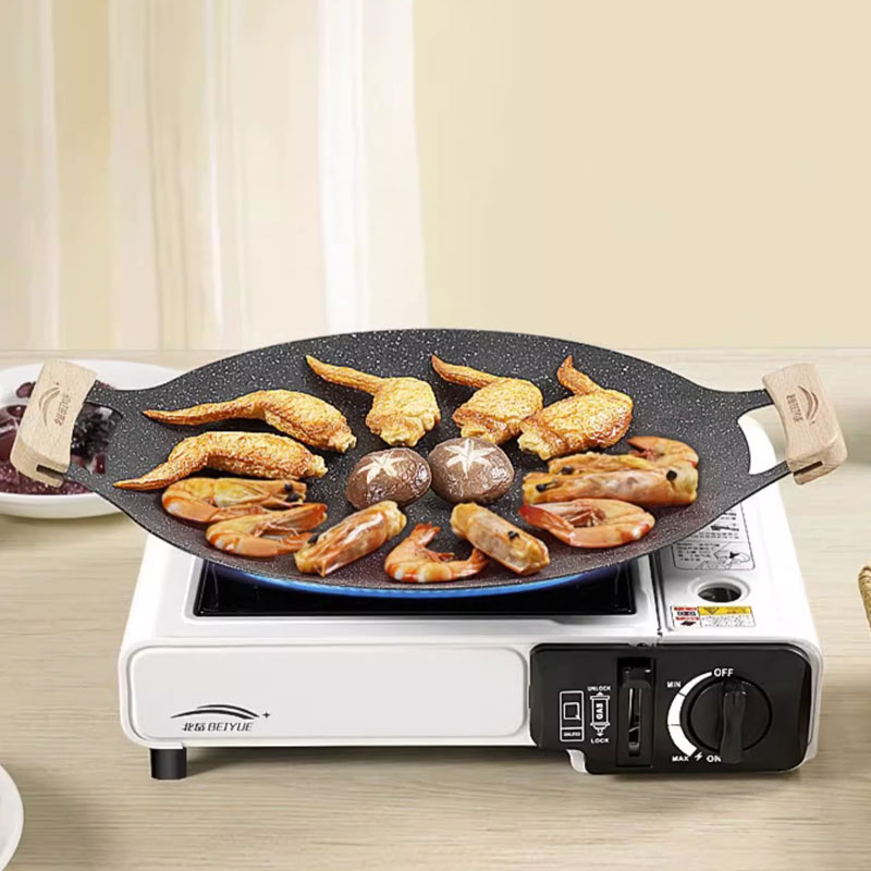 Camping Cooking Meat - ﻿ 26/30/33CM屋外キャンプグリルパン韓国風マイファンストーンノンスティックバーベキュープレート鉄板焼きポータブル家庭用フライパン