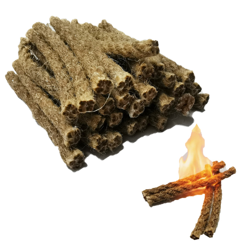 Campfire Cooking - 屋外用ミニワックス麻縄ポータブルファイヤースターター、キャンプサバイバル実用防水道具、キャンプファイヤー、バーベキュー、暖炉用