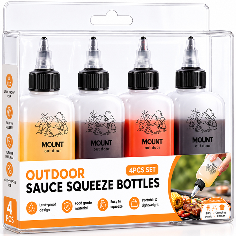 Camping Cooking Oil - アウトドアキャンプやバーベキュー用オリーブオイルボトル、先細の注ぎ口と漏れ防止シール付き、ポータブル調味料ディスペンサーボトル 1-4個