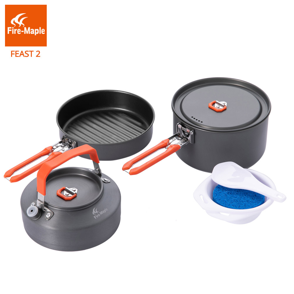 Camping Cooking Box Set - ファイヤーマプルピクニック鍋セット屋外キャンプハイキング調理器具バックパッキング調理用折りたたみハンドルアルミニウム合金の池2 FMC-F2