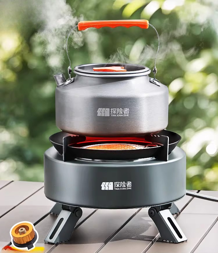 Camping Cooking Box Set - ポータブル分割ガスストーブ屋外キャンプピクニック調理バーナーツールセット防風カセットストーブ機器燃料タンクボックスなし