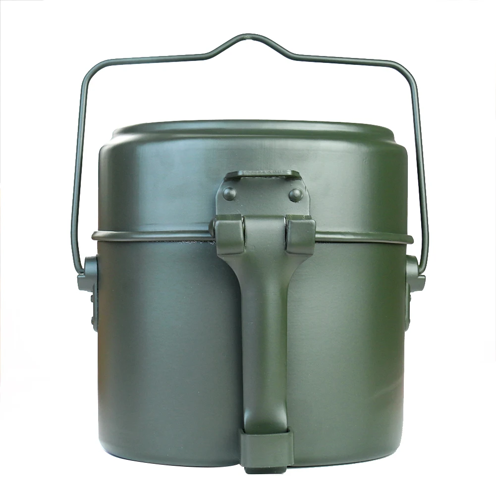 Camping Cooking Box Set - ポータブル合金ポットとボウルランチボックスセット軽量耐久性のあるキャンプキッチンアウトドアクッキングピクニックハイキング軍用食器