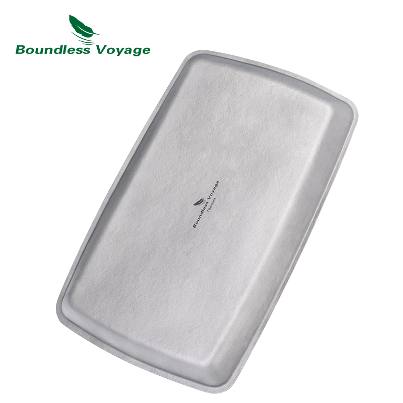 Camping Cooking Tray - Boundless Voyage チタン製スクエアプレート キャンプ用調理器具 魚用パン サービングトレイ