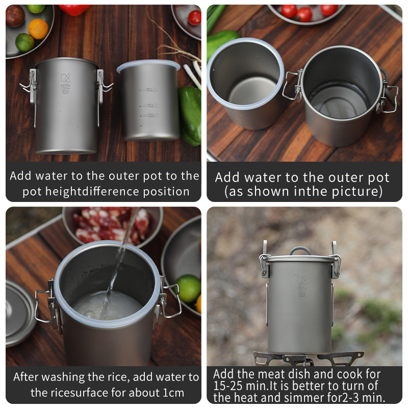 KEITH 純チタン製 炊飯クッカー 900ml 超軽量 折 - Camping Cooking Set のレビューと価格