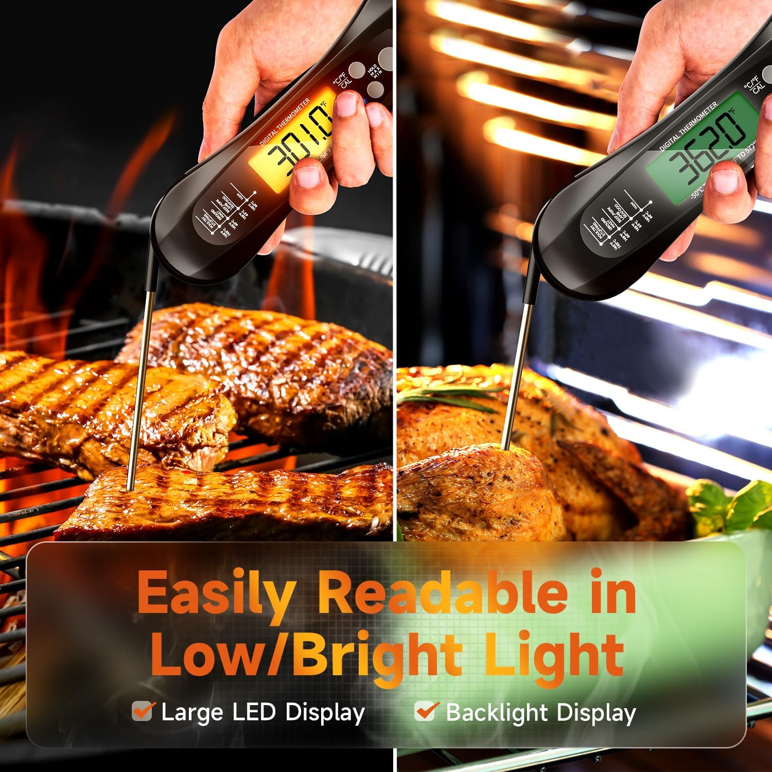 デジタル肉用温度計 防水IP67 2つのプローブ付き キッチ - Camping Cooking Meat のレビューと価格