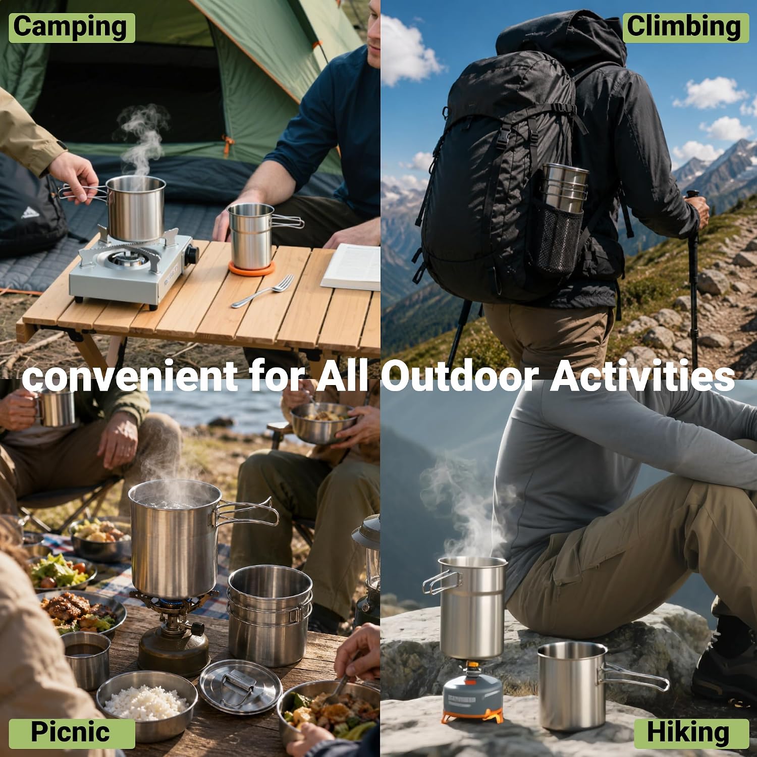 折りたたみ式キャンプカップマグカップキャンプポット調理器具3 - Camping Cooking Meat のレビューと価格