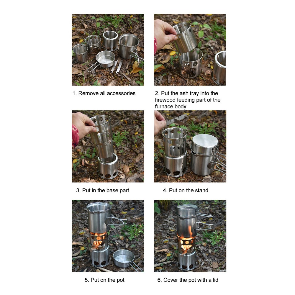 耐久性のあるステンレス鋼キャンプ調理器具セットノンスリップサ - Camping Outdoor Cooking Set のレビューと価格