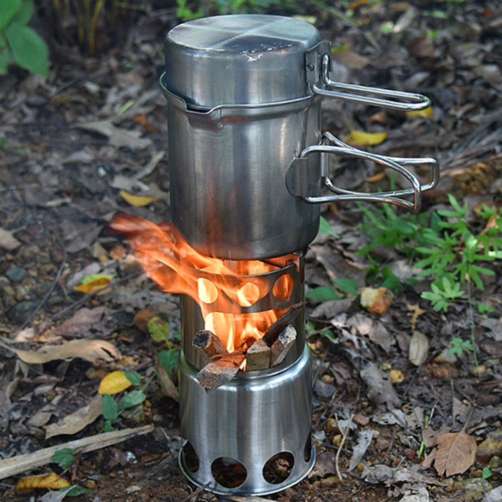 耐久性のあるステンレス鋼キャンプ調理器具セットノンスリップサ - Camping Outdoor Cooking Set のレビューと価格