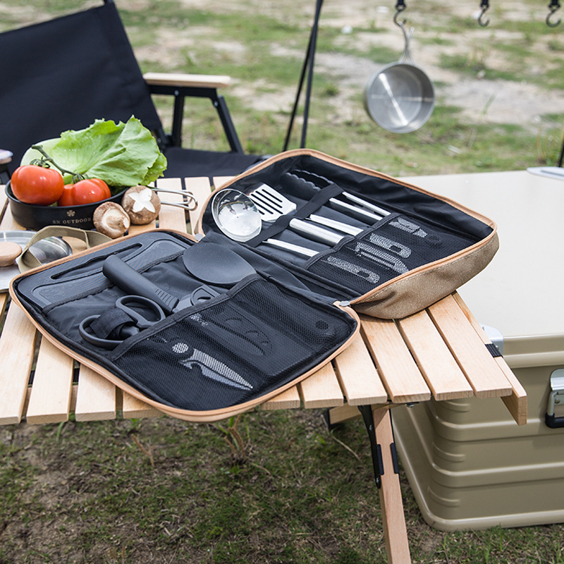 8 個キャンプキッチン調理器具セットポータブルバッグアウトド - Camping Cooking And Cutlery Set のレビューと価格