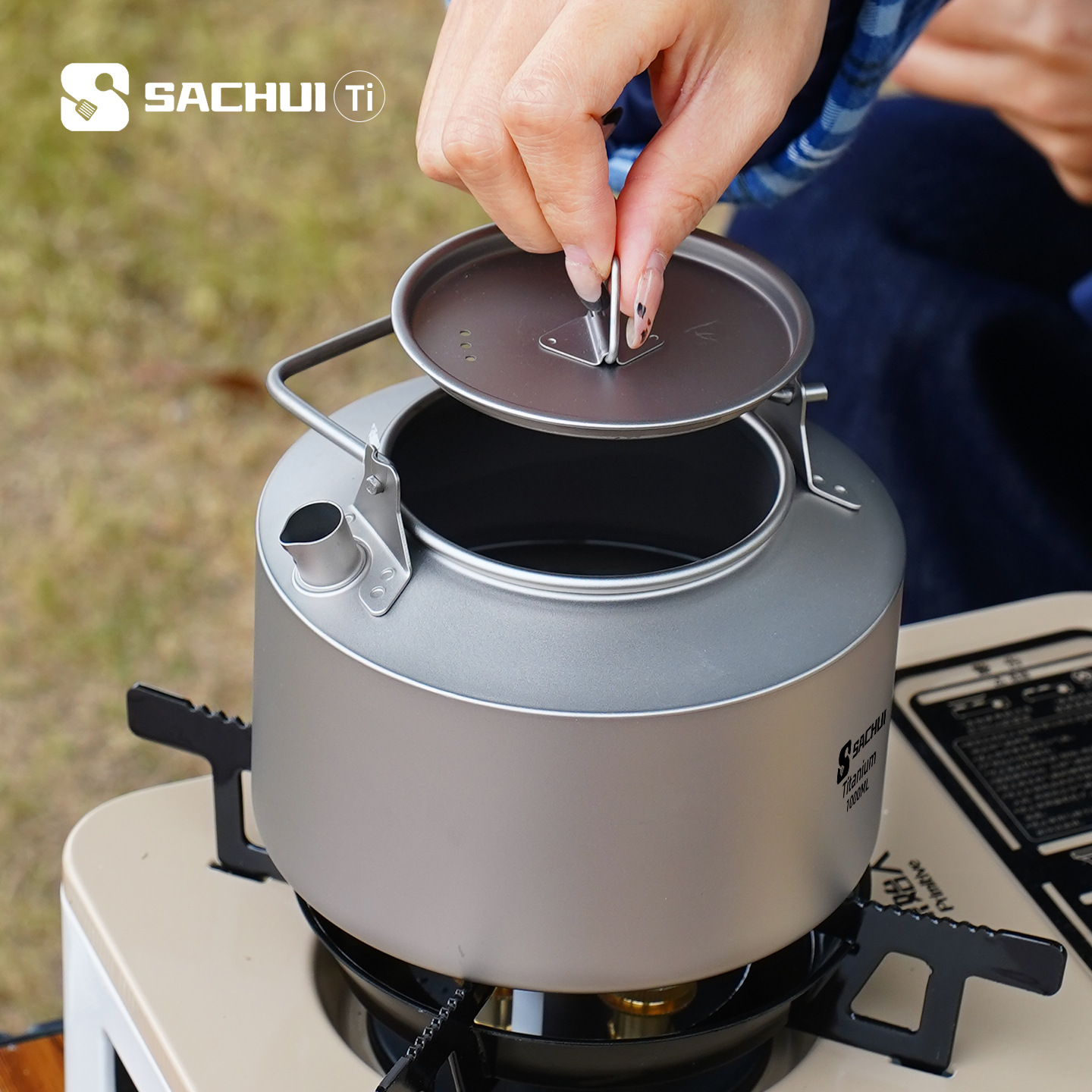 1000 ミリリットル純チタンケトル屋外超軽量茶コーヒーポッ - Camping Outdoor Cooking Set のレビューと価格