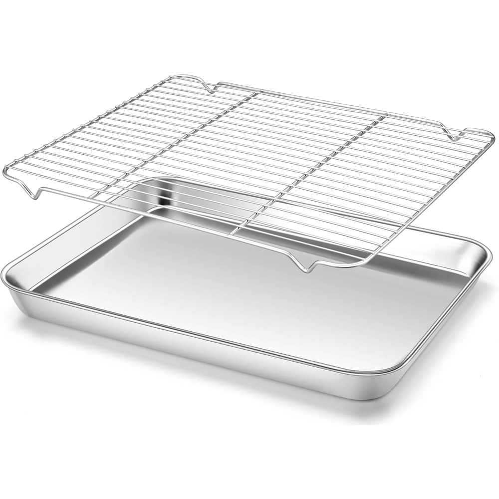 多機能ベーキングパン ワイヤーラック付き ステンレス鋼 BB - Camping Cooking Tray のレビューと価格