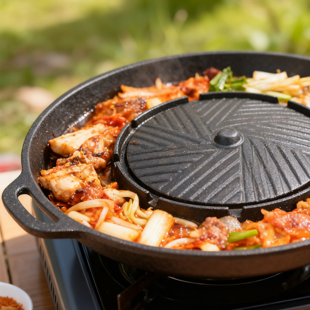 KOSUN 韓国式BBQグリルパン 2 in 1 丸型バーベ - Camping Cooking Meat のレビューと価格