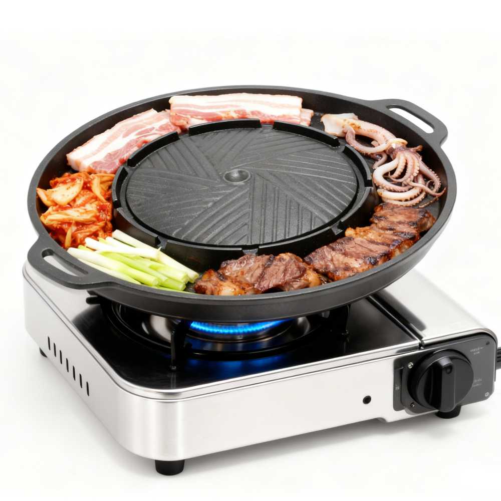 KOSUN 韓国式BBQグリルパン 2 in 1 丸型バーベ - Camping Cooking Meat のレビューと価格