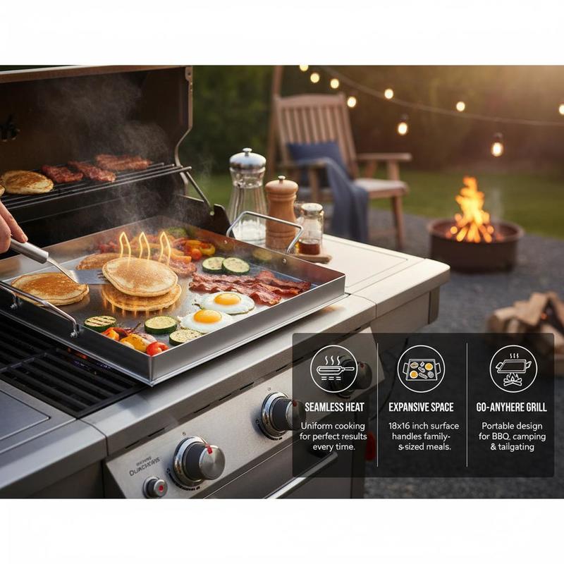 ユニバーサルフラットトップグリドル 18x16インチ キャン - Camping Cooking Meat のレビューと価格