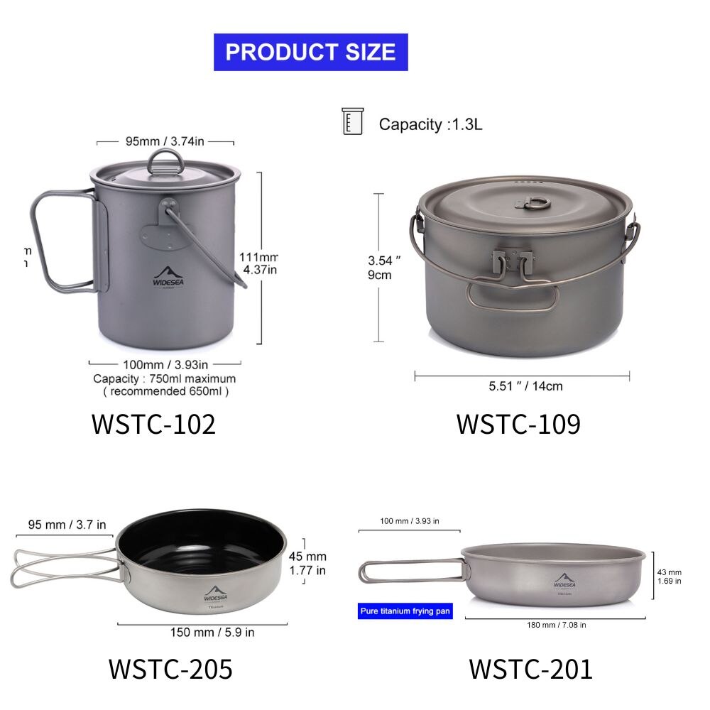 キャンプ用食器チタン調理器具セット観光大釜屋外調理鍋フライパ - Camping Cooking And Cutlery Set のレビューと価格