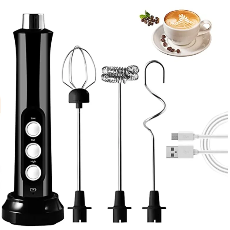 3 で 1 電動ミルク泡立て器充電式ミルクフォームメーカーハ - Pocket Coffee Maker のレビューと価格