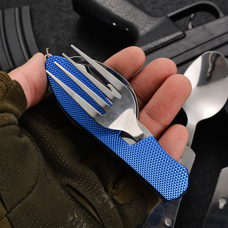4 in1 折りたたみ式キャンプ用食器セット 多機能ナイフ  - Camping Cooking And Cutlery Set のレビューと価格