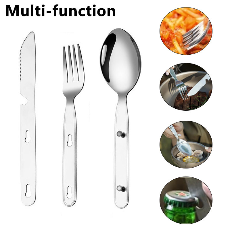 3 ピース/セット折りたたみスプーンフォークナイフ 304  - Camping Cooking And Cutlery Set のレビューと価格