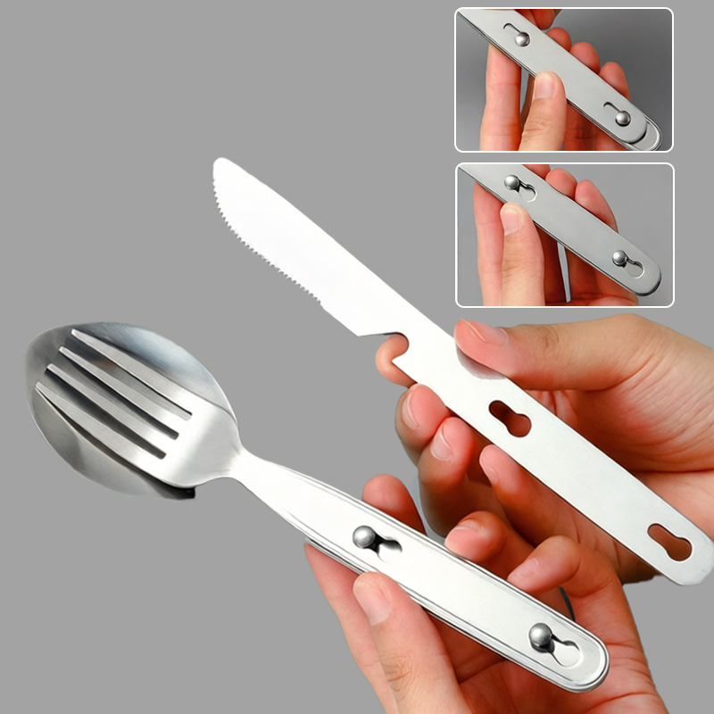3 ピース/セット折りたたみスプーンフォークナイフ 304  - Camping Cooking And Cutlery Set のレビューと価格