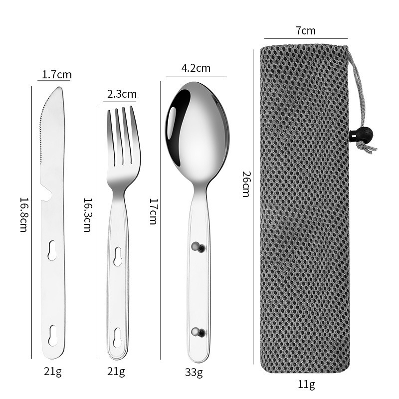 3 ピース/セット折りたたみスプーンフォークナイフ 304  - Camping Cooking And Cutlery Set のレビューと価格