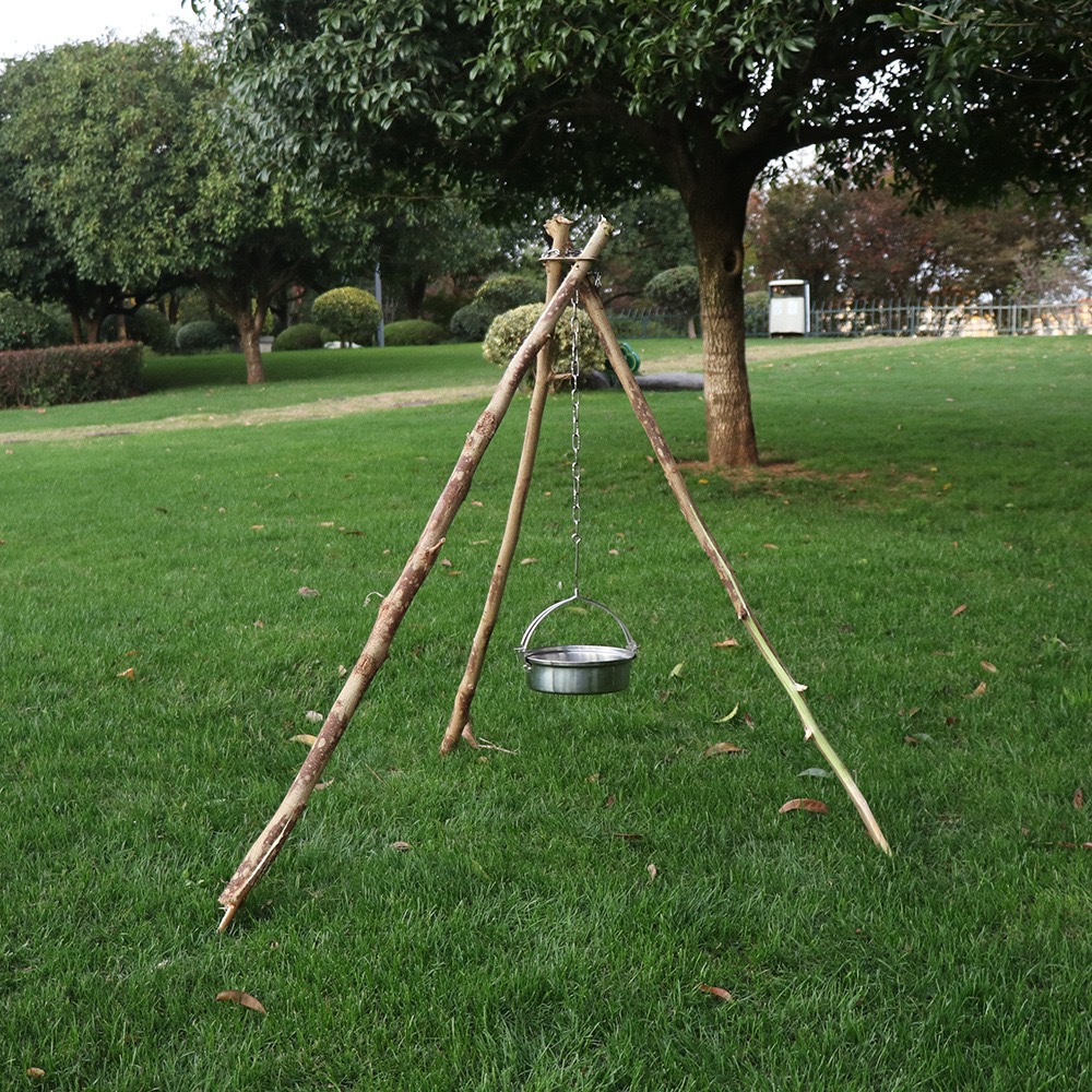 1 セット三脚吊り下げ式取り外し可能なキャンプファイヤー調理 - Campfire Cooking のレビューと価格