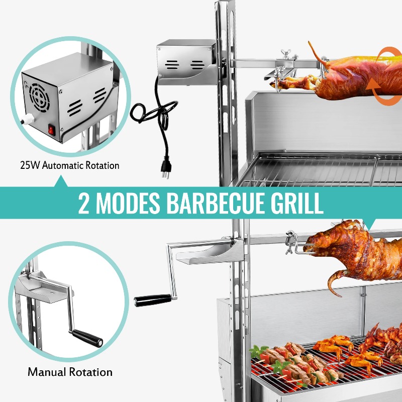 2-in-1 バーベキューグリルロースター回転式グリル 新デ - Camping Cooking Equipment Electric のレビューと価格