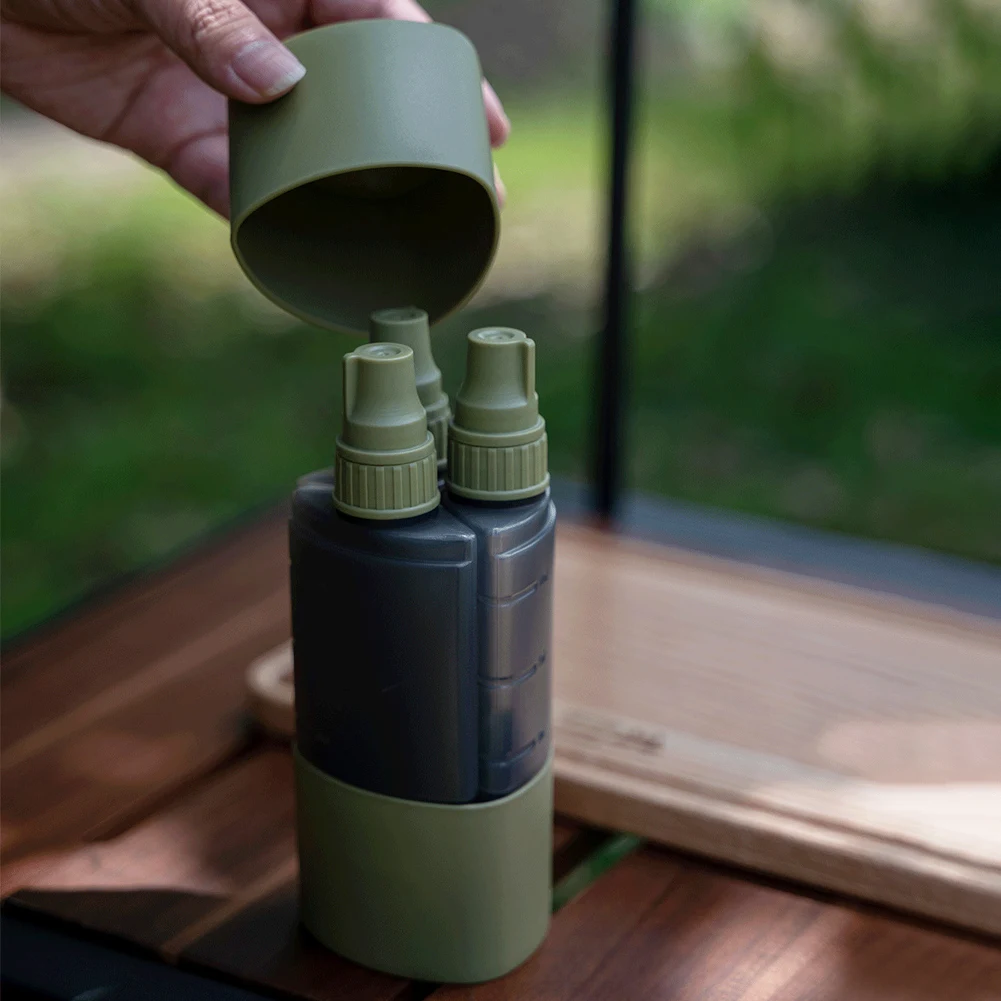3 で 1 屋外キャンプ調味料ディスペンサーボトルバーベキュ - Camping Cooking And Cutlery Set のレビューと価格