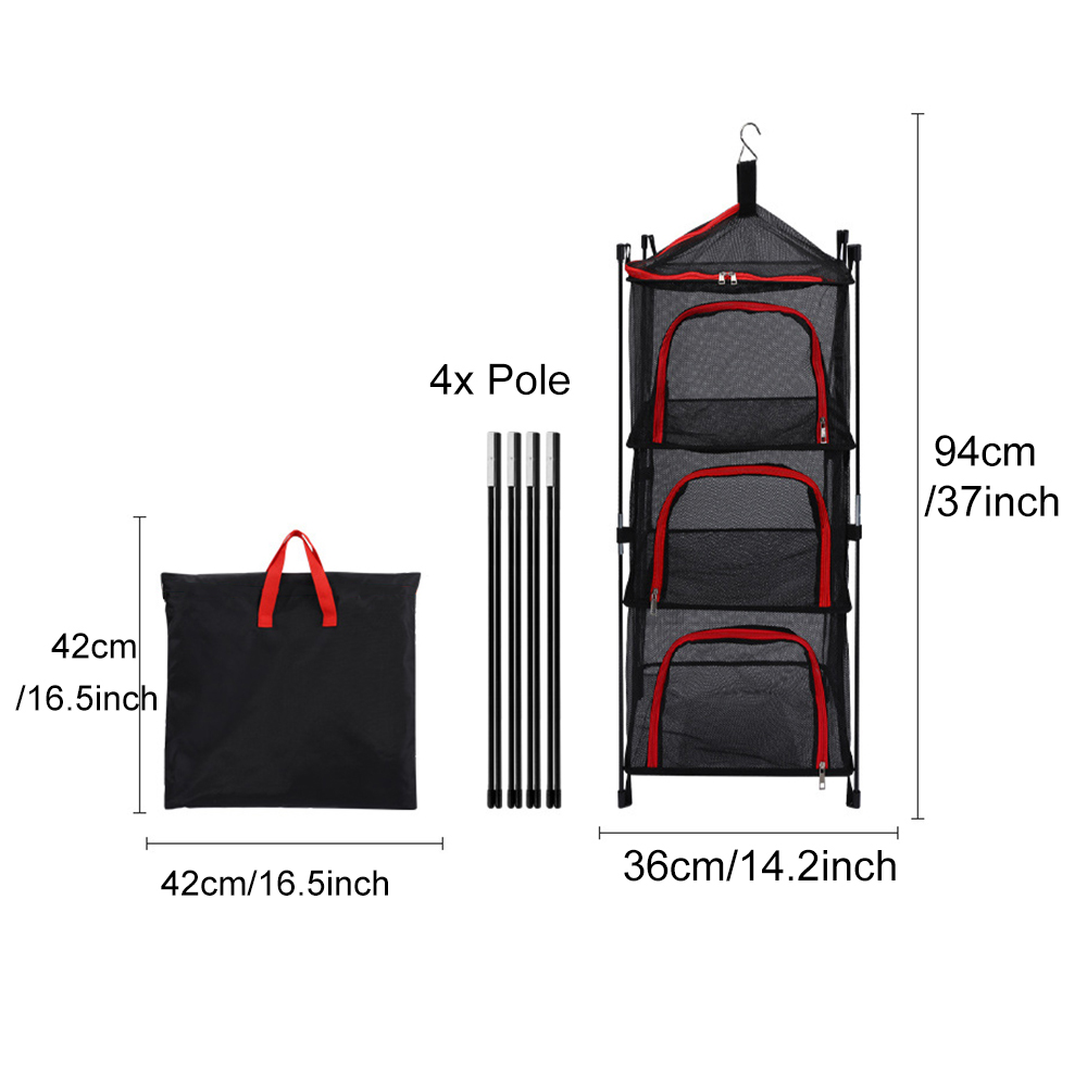 屋外キャンプ収納乾燥ネット、ポール付きメッシュバスケット、3 - Camping Outdoor Cooking Set のレビューと価格